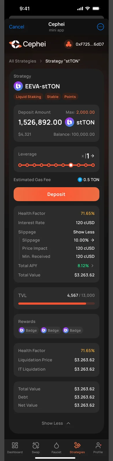 strategy configurator: live recalculation
