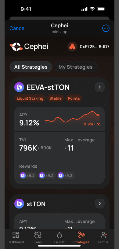 all strategies — apy, tvl, max leverage, rewards